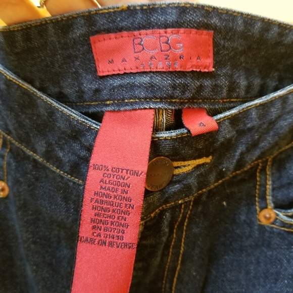 BCBG Max Azria Denim Skirt Size 4 Womens Side Contrasting Stripes Cotton Blue - Picture 4 of 8